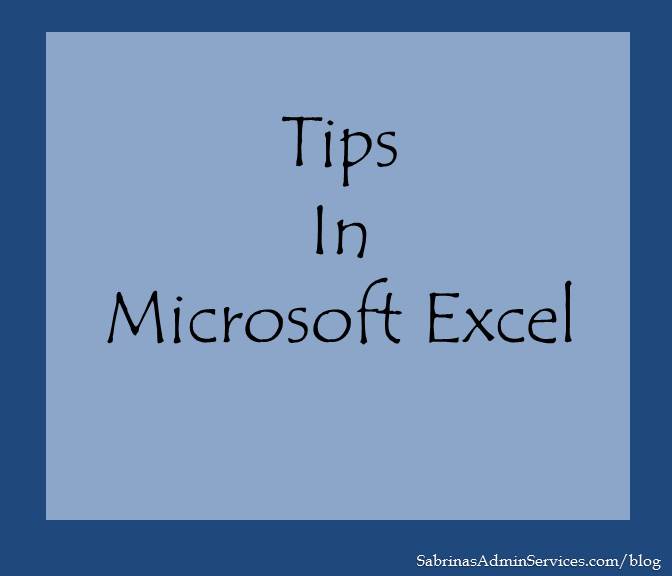Tips in Microsoft Excel