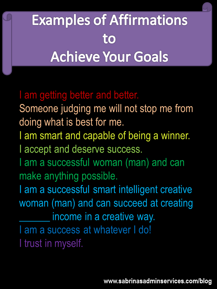 Examples of affirmations to achieve your goals