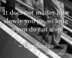 It does not matter how slowly you go, so long as you do not stop. ~ Confucius