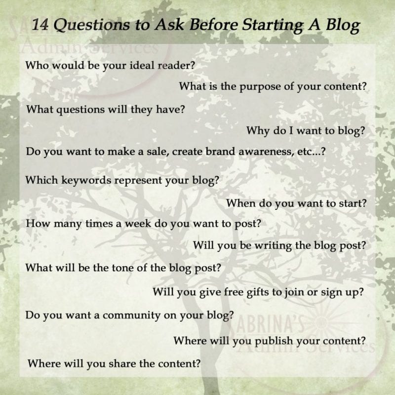 14 Questions to Ask Before Starting A Blog