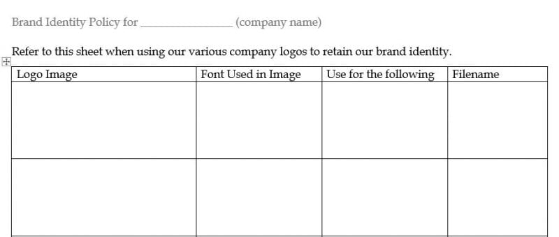 Brand Identity Policy Layout Example