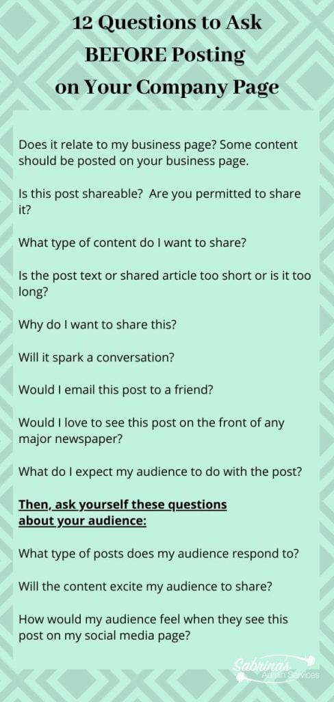 12 Questions To Ask Before Posting On The Business Social Media Page