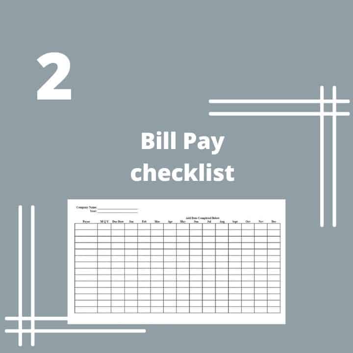 Bill Pay checklist section