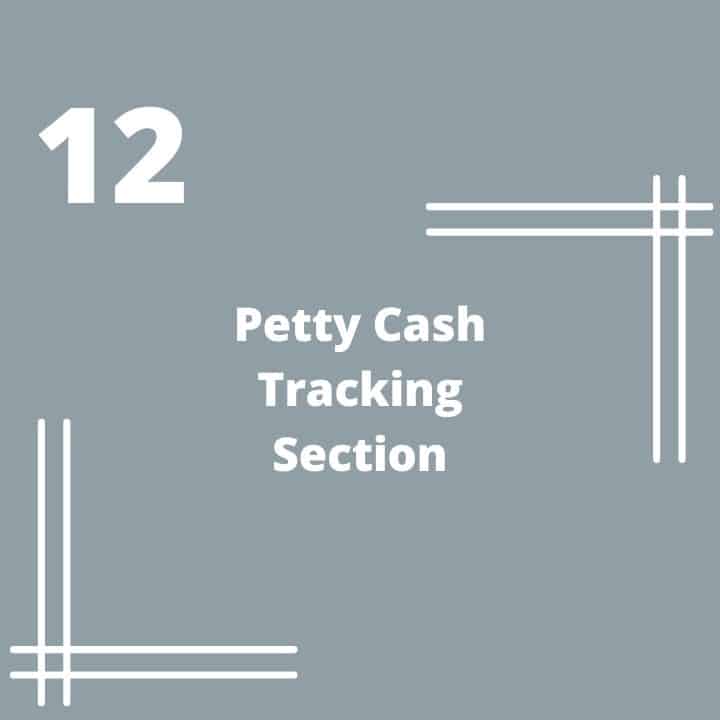 Petty Cash Tracking Section