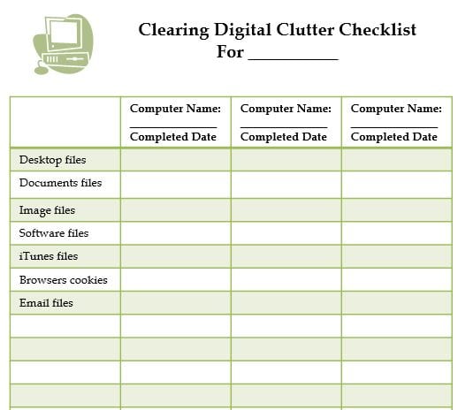 Clearing Digital Clutter checklist for offices