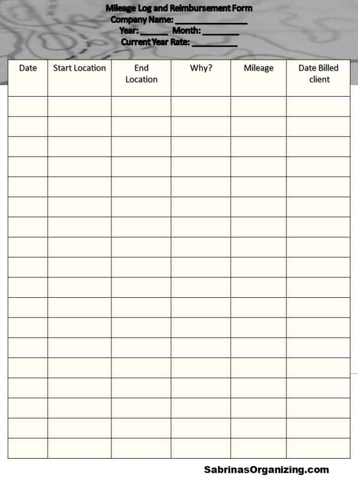Mileage Log Form for Small Business Owners