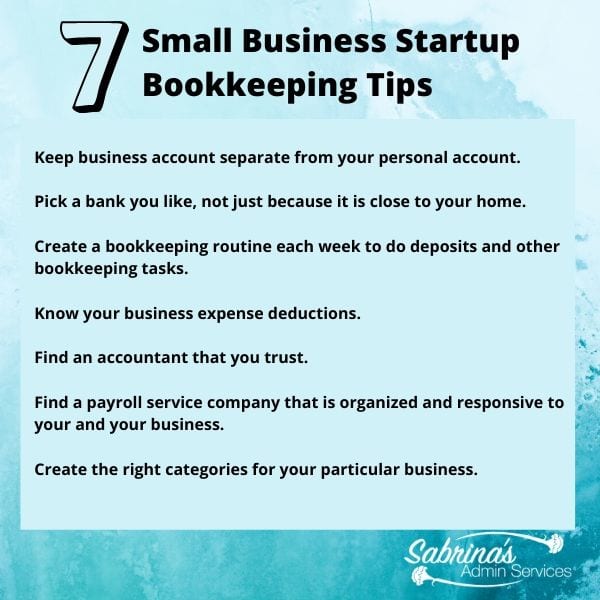 7 Small Business Startup Bookkeeping Tips