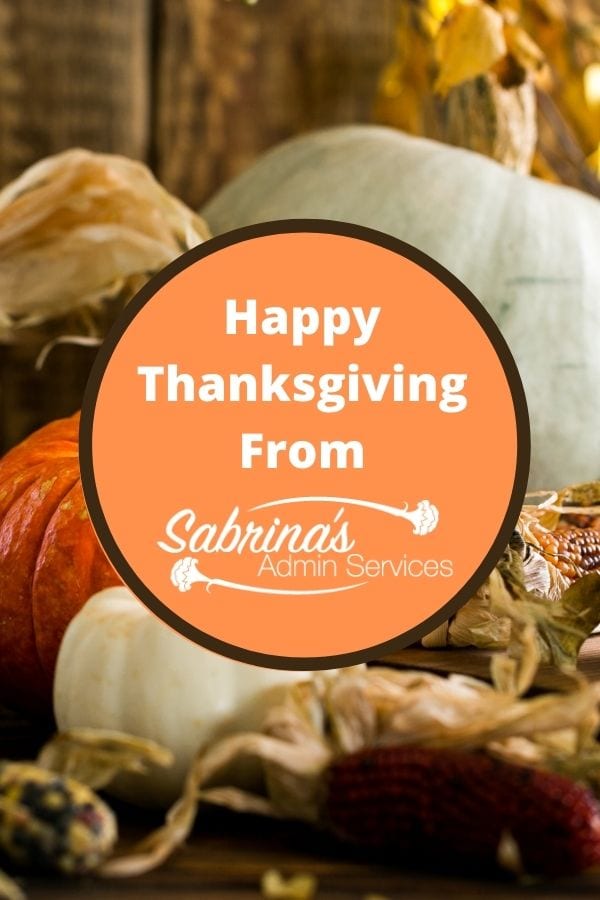 Happy Thanksgiving from Sabrina's Admin Services - featured image