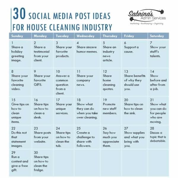 30 House Cleaning Industry Social Media Post Ideas