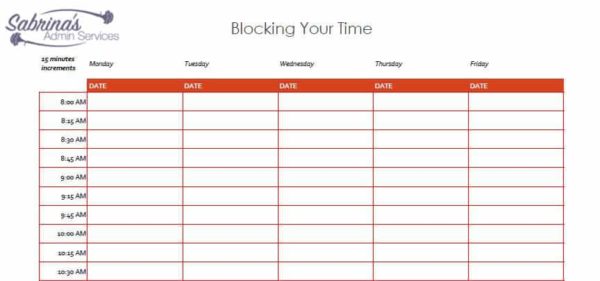 Blocking your time in 15 minute increments