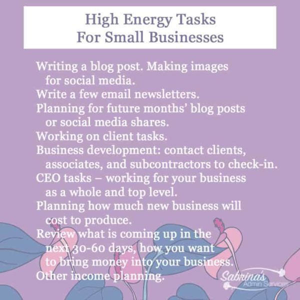 High energy Tasks for small businesses