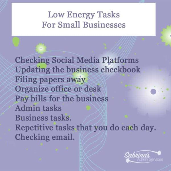 Low Energy Tasks For Small Businesses