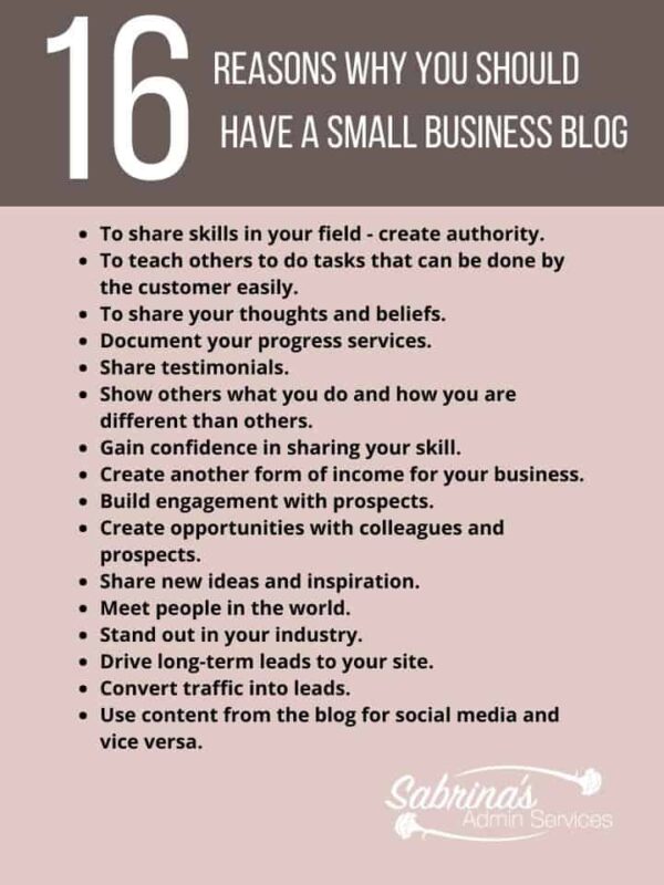 16 Reasons Why You Should have a Business Blog List