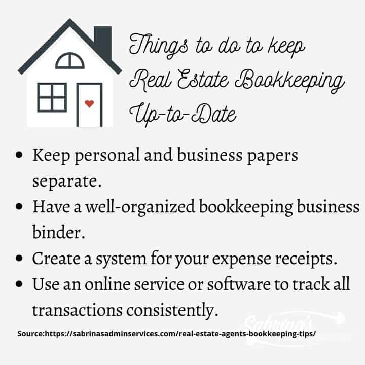 Things to do to keep real estate bookkeeping up to date - image
