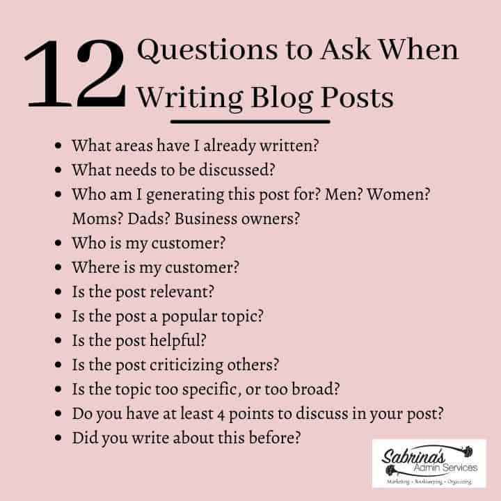12 Questions to Ask When Writing Blog Posts - square image