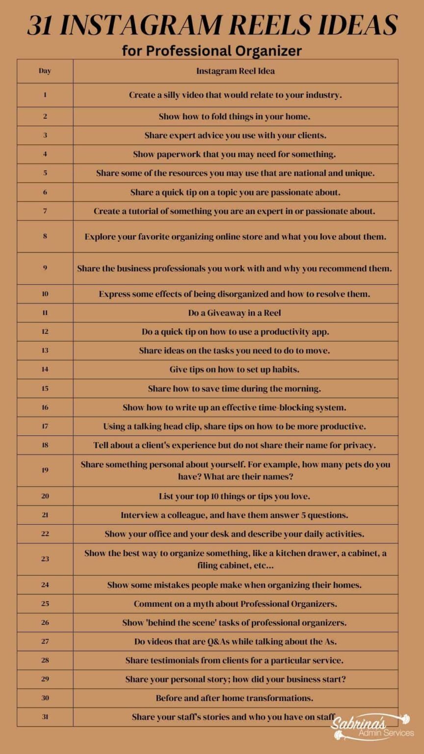 31 Professional Organizer Instagram Reels Ideas