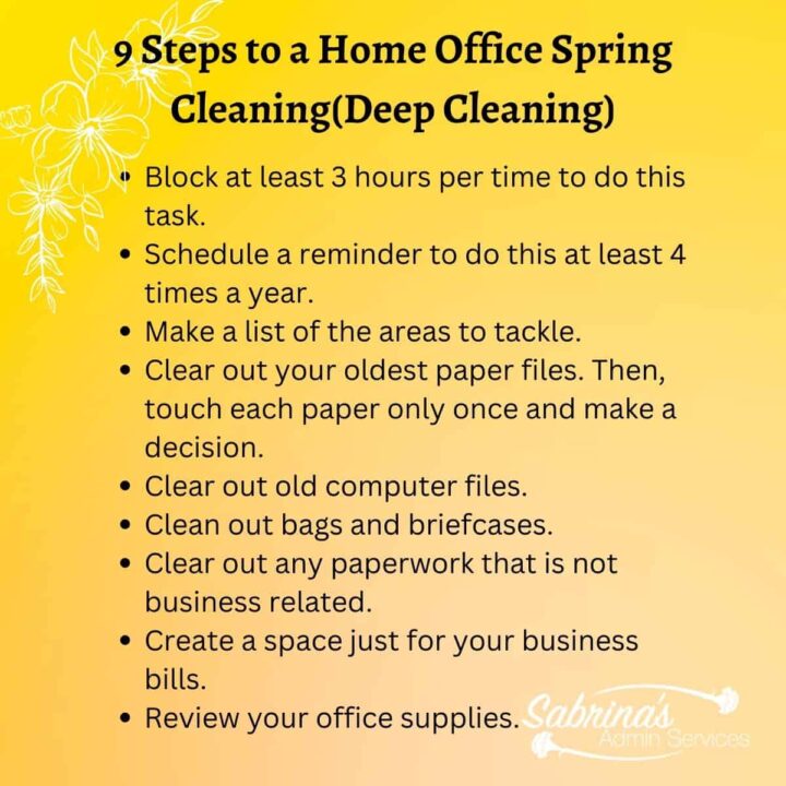 9 Steps to a Home Office Spring Cleaning / Deep Cleaning list