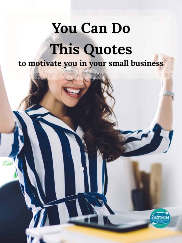 a women cheering at her desk with the overlay of the title of this article - pinterest image
