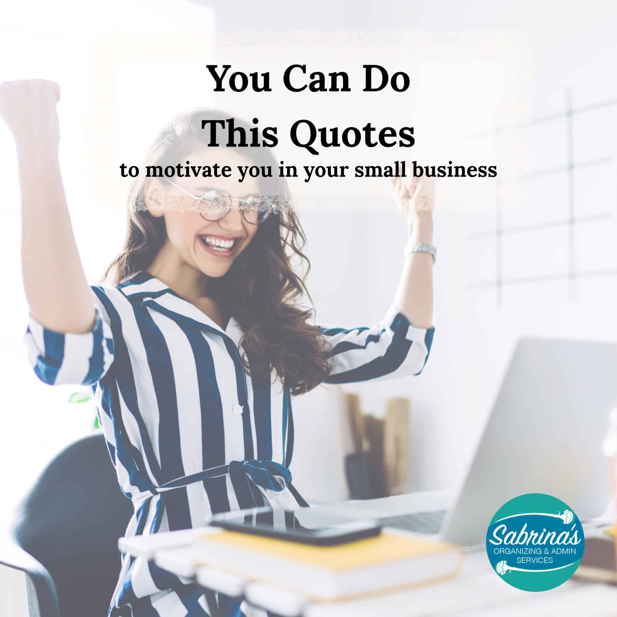 a women cheering at her desk with the overlay of the title of this article - square image