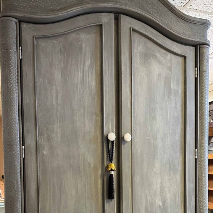 gray armoire doors