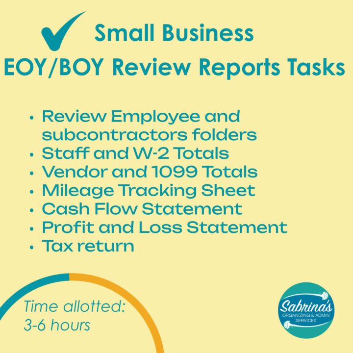 a list of the End of Year and Beginning of Year Review Reports Tasks from the post - square image
