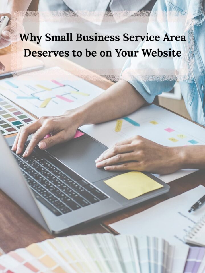 a person's hands on a laptop and the title of the post at the top center of pinterest image