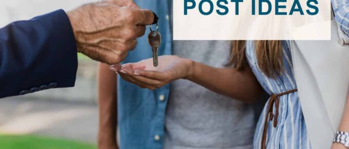 a person giving keys to another a couple - square image - title at the top right corner.
