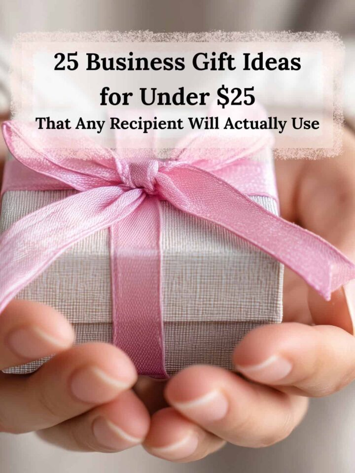 a person giving a gift box with a bow on it - post title at the top center - image is for pinterest