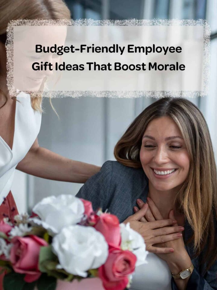 A women getting flowers and the title of the post at the top center - pinterest image size