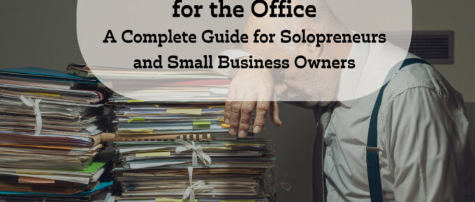 a person looking at filing cabinet files- title of post at the top center in an oval box. Pinterest image size