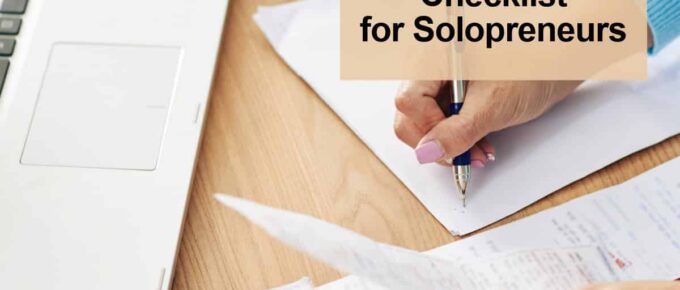 a person writing on paper and looking at receipts - square image -title of post at the top right corner