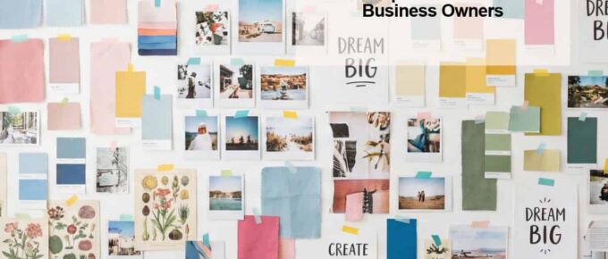 Title of the post at the top - image of a wall vision board with papers hanging on the wall - square image